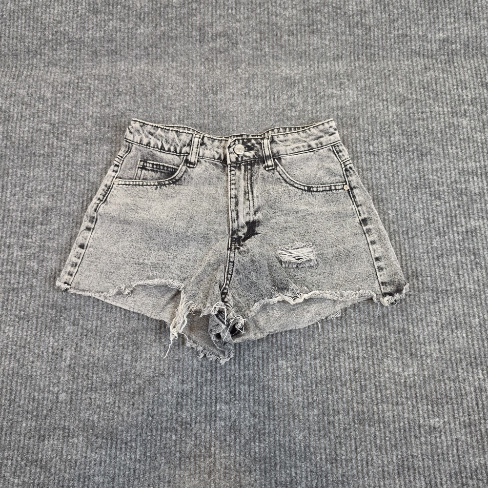 Vanilla Star Jeans Cut Off Shorts Womens Size 9 Acid Wash Black Denim Distressed